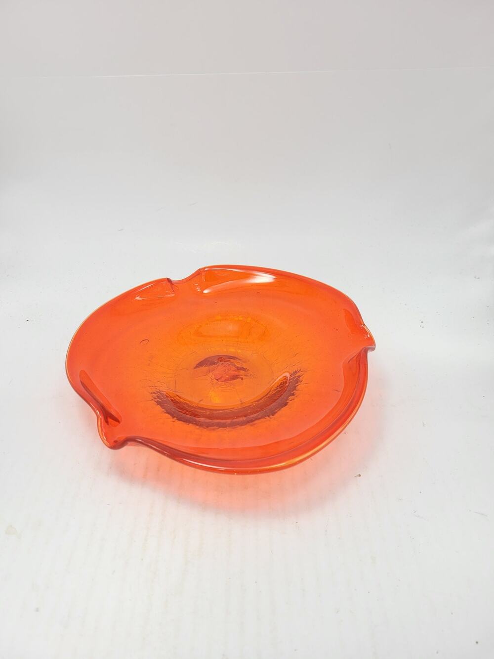 Vintage Viking Glass Persimmon Orange Ashtray Bowl MCM Art Glass
